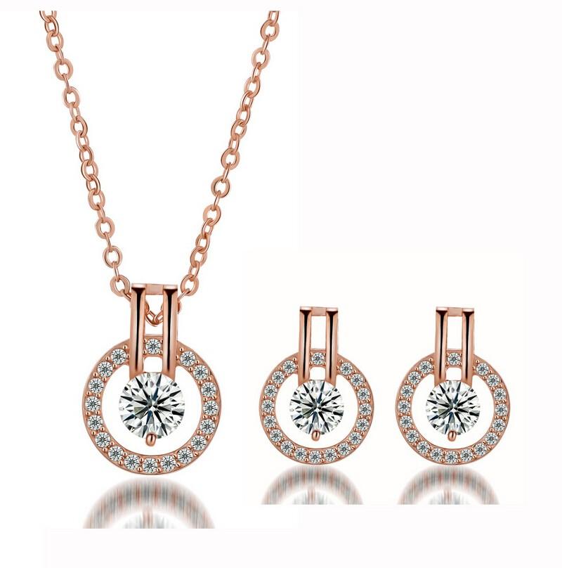 Silver Cubic Zirconia Necklace and Earring Set - Elegant Jewelry for Women - Jewelry & Watches - Bijou Her -  -  - 