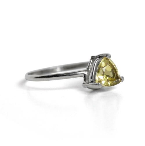 Lemon Topaz Trillion Solitaire Sterling Silver Ring - Basket Setting - Jewelry & Watches - Bijou Her - Size -  - 