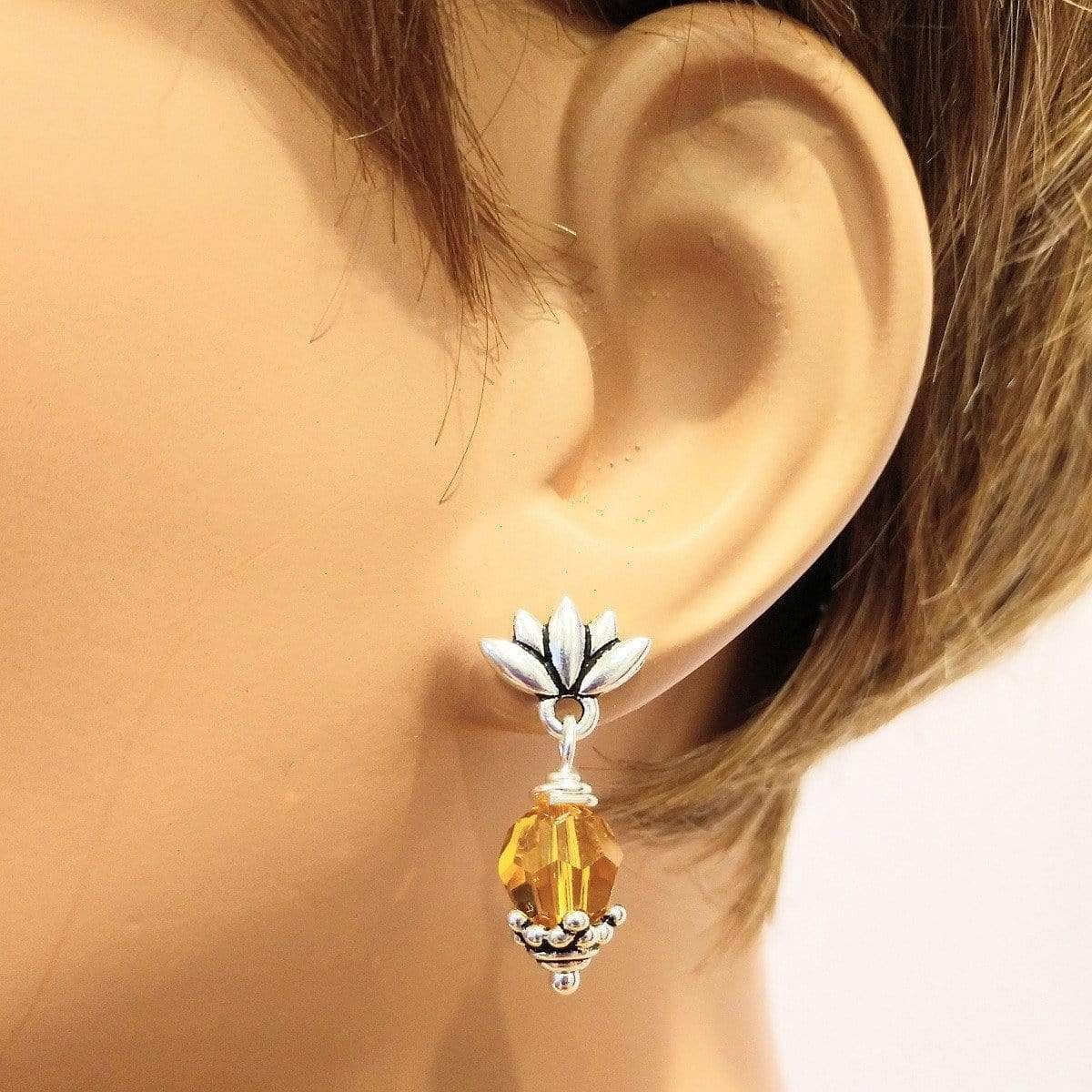 Handmade Crystal Pineapple Earrings with Topaz Swarovski Crystal and Silver Components - Earrings - Bijou Her -  -  - 
