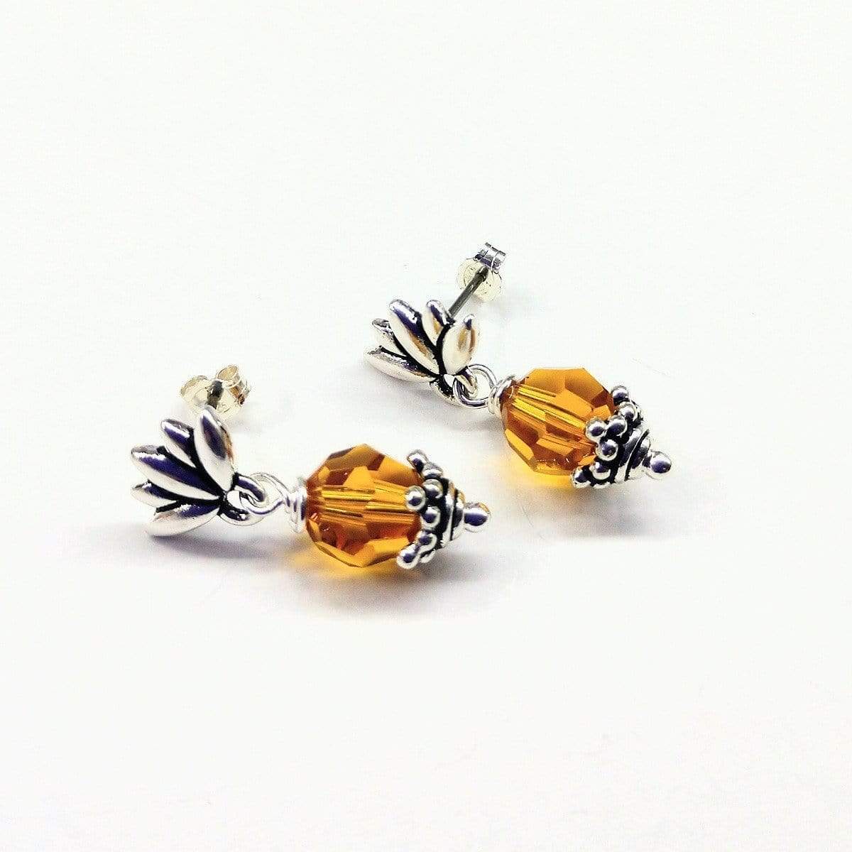 Handmade Crystal Pineapple Earrings with Topaz Swarovski Crystal and Silver Components - Earrings - Bijou Her -  -  - 