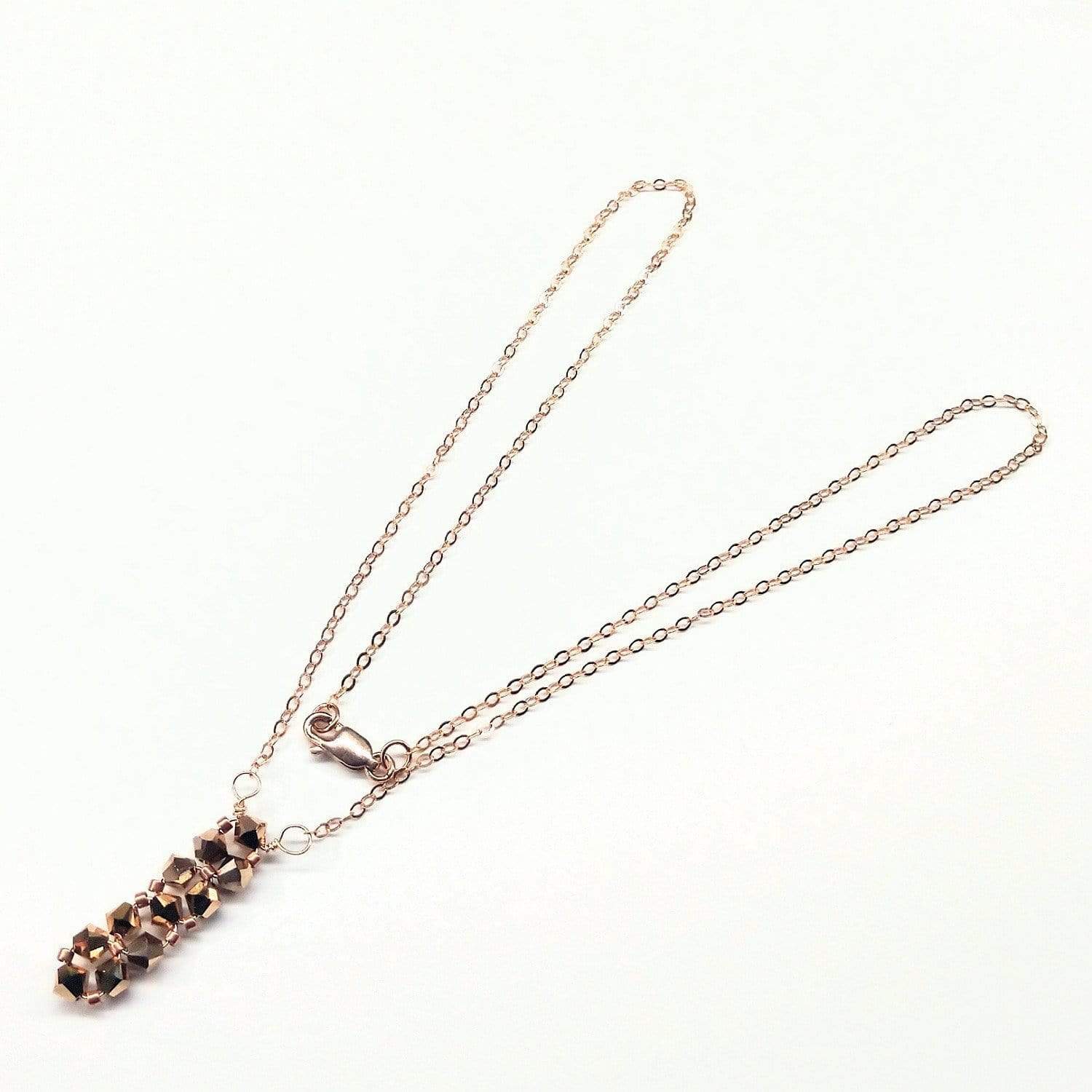 Super Sparkly Vertical Beaded Rose Gold Crystal Bar Necklace - Necklaces - Bijou Her -  -  - 