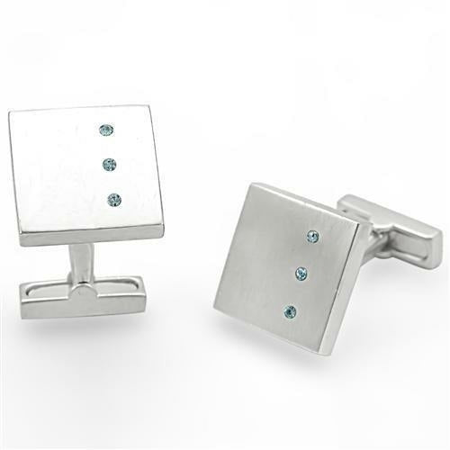 Sea Blue Top Grade Crystal Rhodium Brass Cufflink - Backordered - Jewelry & Watches - Bijou Her - Title -  - 