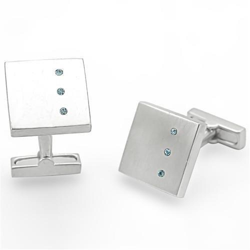 Sea Blue Top Grade Crystal Rhodium Brass Cufflink - Backordered - Jewelry & Watches - Bijou Her -  -  - 