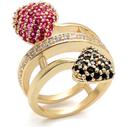 Imitation Gold Brass Ring with Synthetic Ruby Garnet - Red Series - Jewelry & Watches - Bijou Her -  -  - 