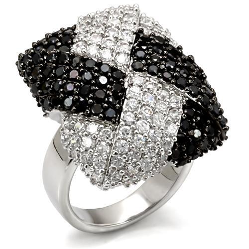 Rhodium and Ruthenium Brass Ring with Black AAA CZ - Limited Offer - Jewelry & Watches - Bijou Her -  -  - 