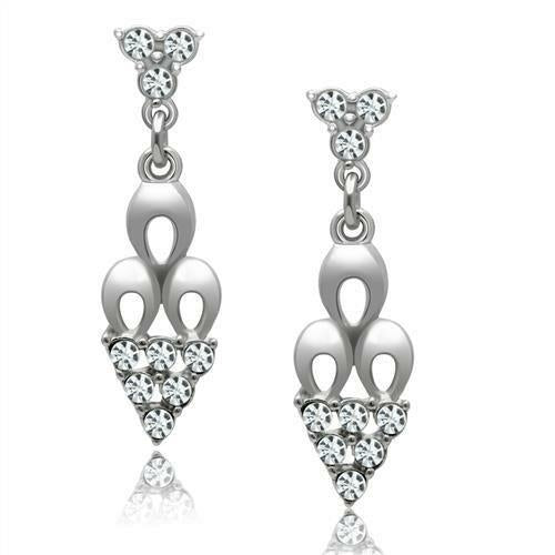 Rhodium White Metal Earrings with Top Grade Crystal - Clear Center Stone, 4-7 Day Shipping Lead Time, 2.90g Weight - Jewelry & Watches - Bijou Her - Title -  - 