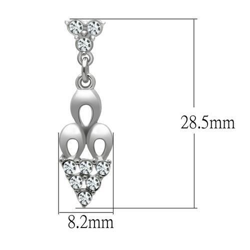 Rhodium White Metal Earrings with Top Grade Crystal - Clear Center Stone, 4-7 Day Shipping Lead Time, 2.90g Weight - Jewelry & Watches - Bijou Her -  -  - 