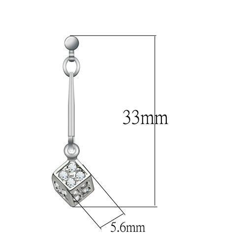 Rhodium White Metal Earrings with Top Grade Crystal - Clear, Dangle & Drop, Women, Under $5 - Jewelry & Watches - Bijou Her -  -  - 