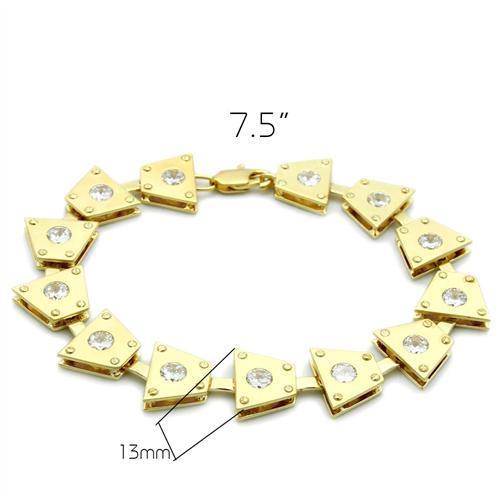 Matte Gold & Gold Brass Bracelet with AAA Grade CZ - Clear Stone, 20g, Women's Jewelry - Jewelry & Watches - Bijou Her -  -  - 