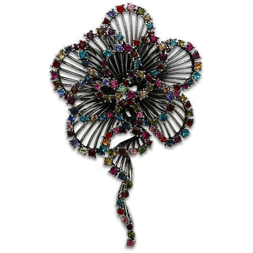 Imitation Rhodium Brooch with Top Grade Crystal - White Metal Jewelry - Jewelry & Watches - Bijou Her -  -  - 