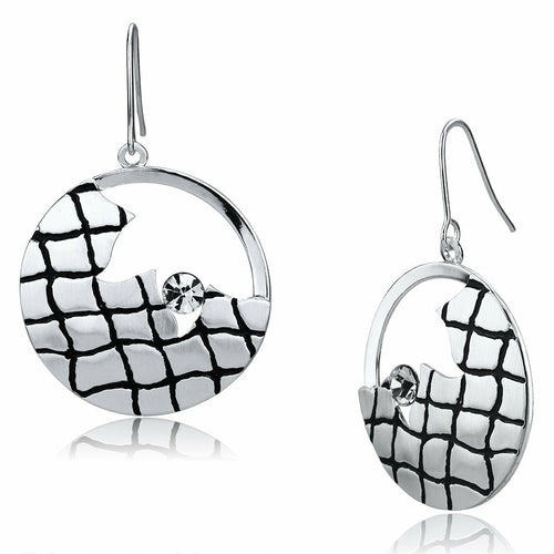 Matte Rhodium & Rhodium Iron Earrings with Top Grade Crystal - Backordered, 7.50g Weight - Jewelry & Watches - Bijou Her - Title -  - 
