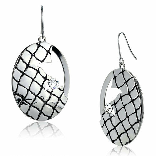 Rhodium Iron Earrings with Top Grade Crystal - Clear, 4-7 Day Shipping Lead Time - Jewelry & Watches - Bijou Her - Title -  - 