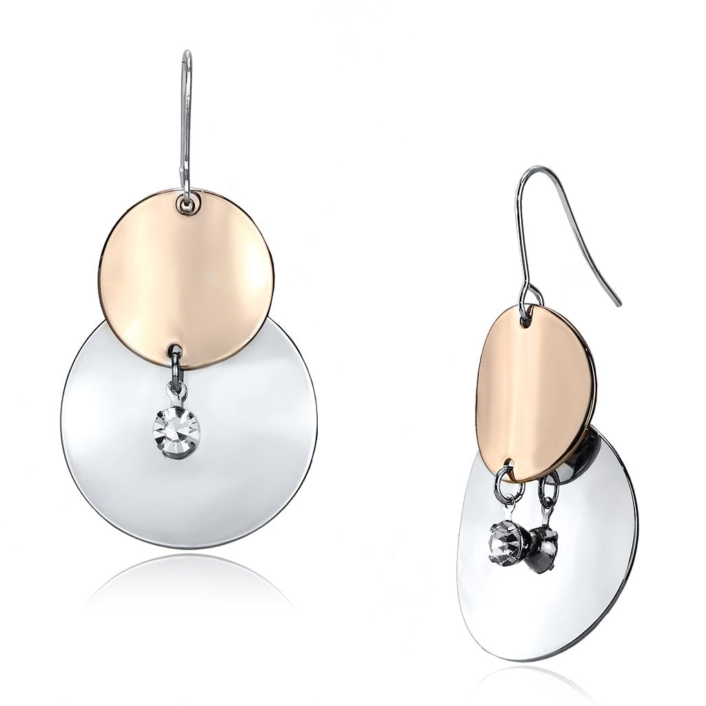 LO2697 - Rose Gold + Rhodium Iron Earrings with Top Grade Crystal  in - Jewelry & Watches - Bijou Her -  -  - 