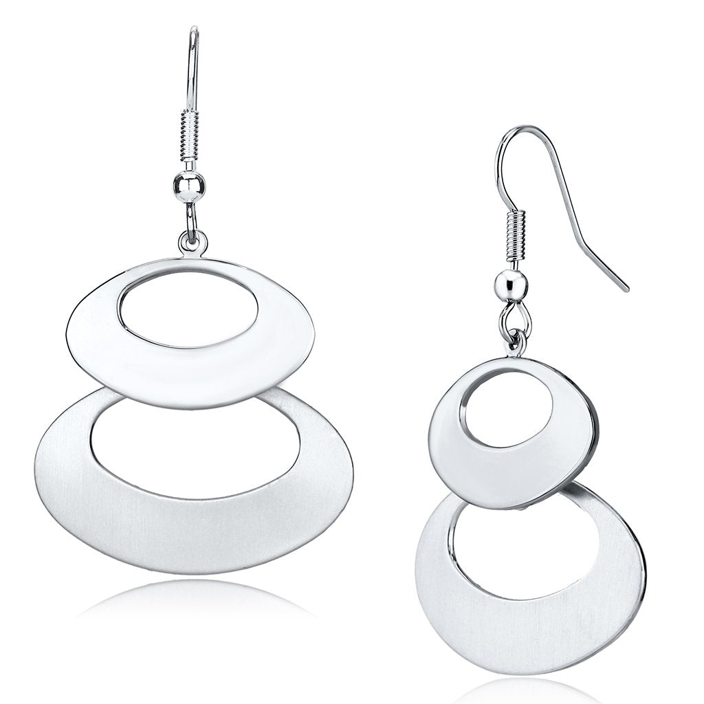 Matte Rhodium & Rhodium Iron Earrings - No Stone, 7.80g Weight - Jewelry & Watches - Bijou Her -  -  - 