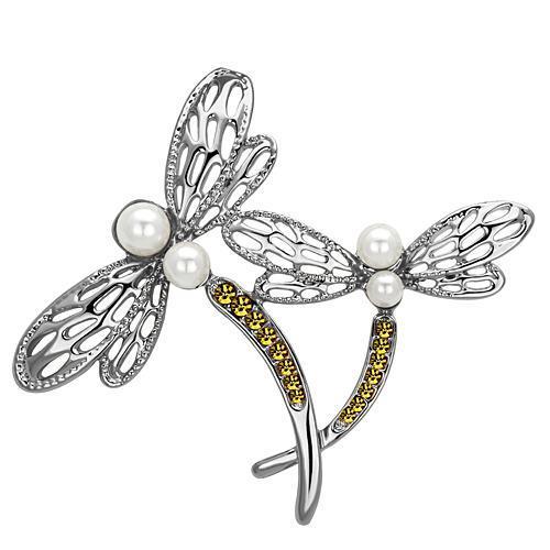 Imitation Rhodium Brooch with Synthetic Pearl - White Metal 
Category: Brooches | Material: White Metal | Finish: Imitation Rhodium | Stone Type: Synthetic Pearl | Color: White | Weight: 7.40g - Jewelry & Watches - Bijou Her -  -  - 