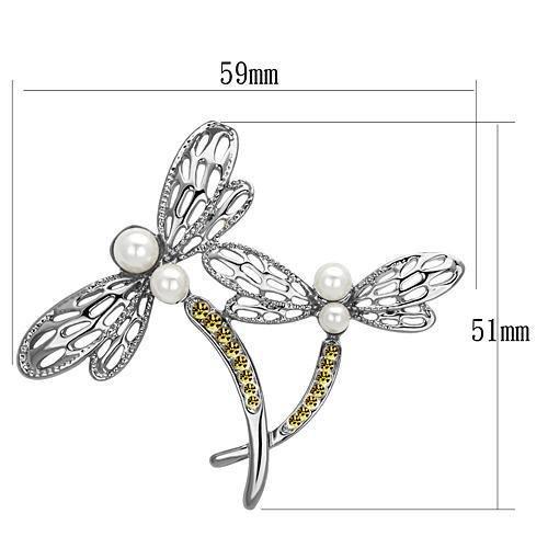 Imitation Rhodium Brooch with Synthetic Pearl - White Metal 
Category: Brooches | Material: White Metal | Finish: Imitation Rhodium | Stone Type: Synthetic Pearl | Color: White | Weight: 7.40g - Jewelry & Watches - Bijou Her -  -  - 