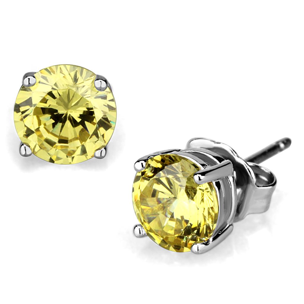 Rhodium Brass Earrings with AAA Grade CZ in Citrine Yellow - Backordered, 4-7 Day Shipping Lead Time - Jewelry & Watches - Bijou Her -  -  - 