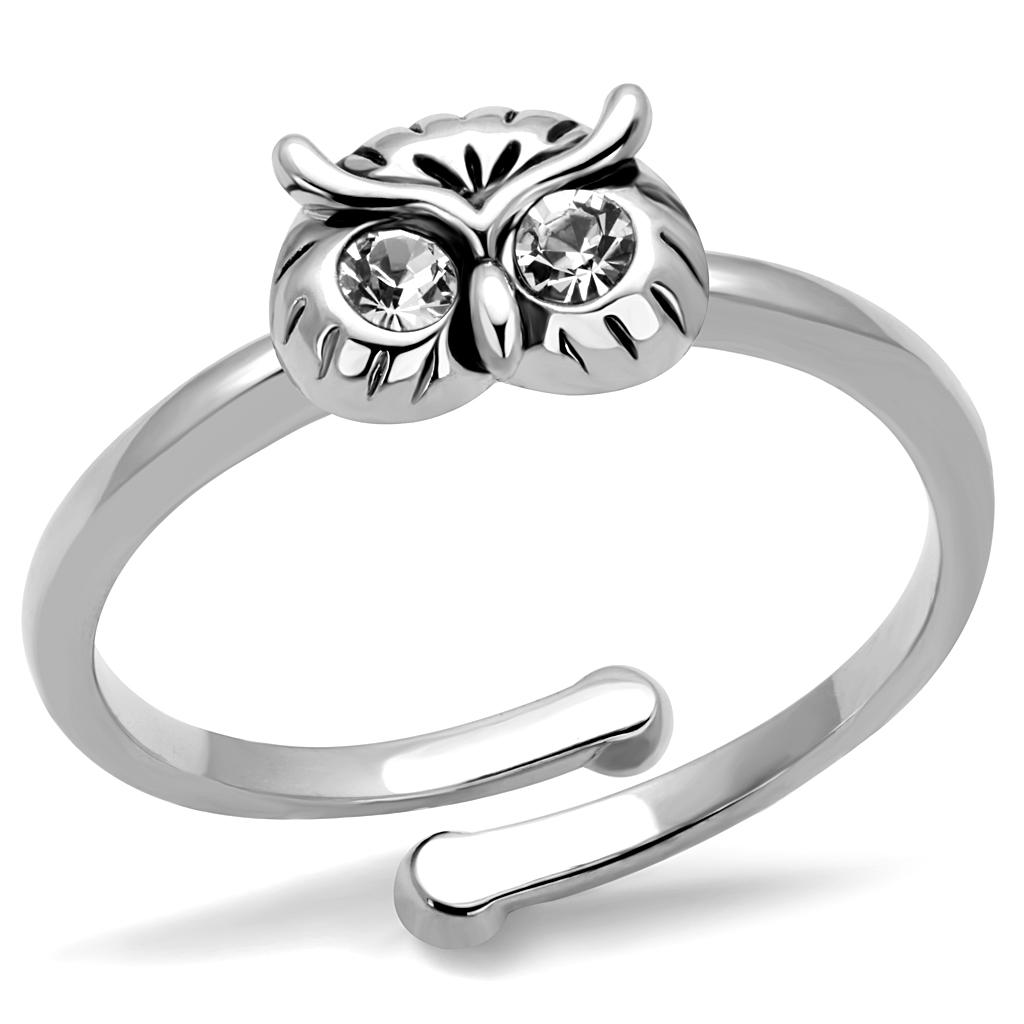 Rhodium Brass Ring with Top Grade Clear Crystal - Backordered, 4-7 Day Shipping Lead Time - Jewelry & Watches - Bijou Her -  -  - 