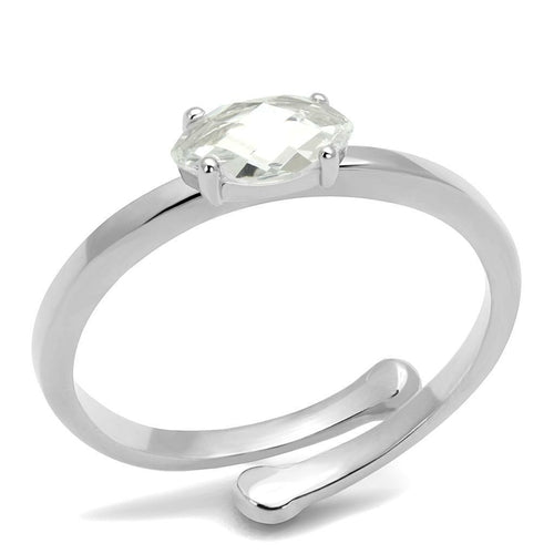 Rhodium Brass Ring with AAA Grade CZ - Clear Solitaire - Jewelry & Watches - Bijou Her - Size -  - 