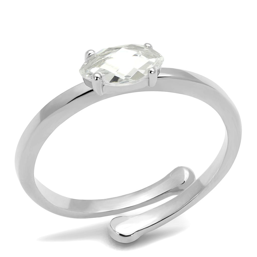 Rhodium Brass Ring with AAA Grade CZ - Clear Solitaire - Jewelry & Watches - Bijou Her -  -  - 