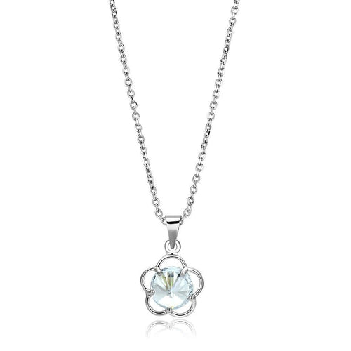 Rhodium Brass Chain Pendant with AAA Grade CZ - Clear Center Stone - 4-7 Day Shipping Lead Time - Jewelry & Watches - Bijou Her - Size -  - 