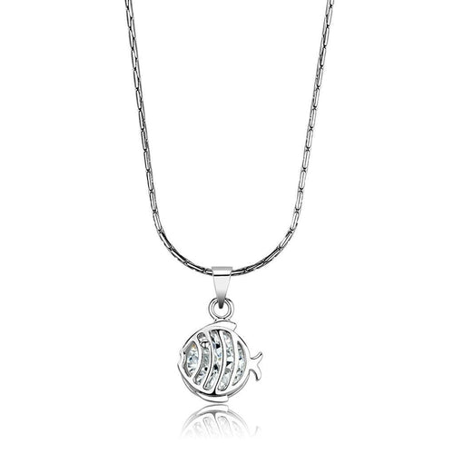 Rhodium Brass Chain Pendant with AAA Grade CZ in Clear - Backordered, 4-7 Day Shipping Lead Time - Jewelry & Watches - Bijou Her - Size -  - 