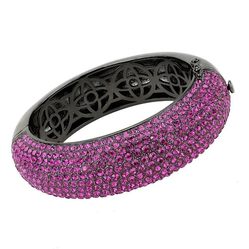 TIN Cobalt Black Brass Bangle with Top Grade Crystal - Fuchsia Stone, 87.41g, Ships in 4-7 Days - Jewelry & Watches - Bijou Her - Size -  - 