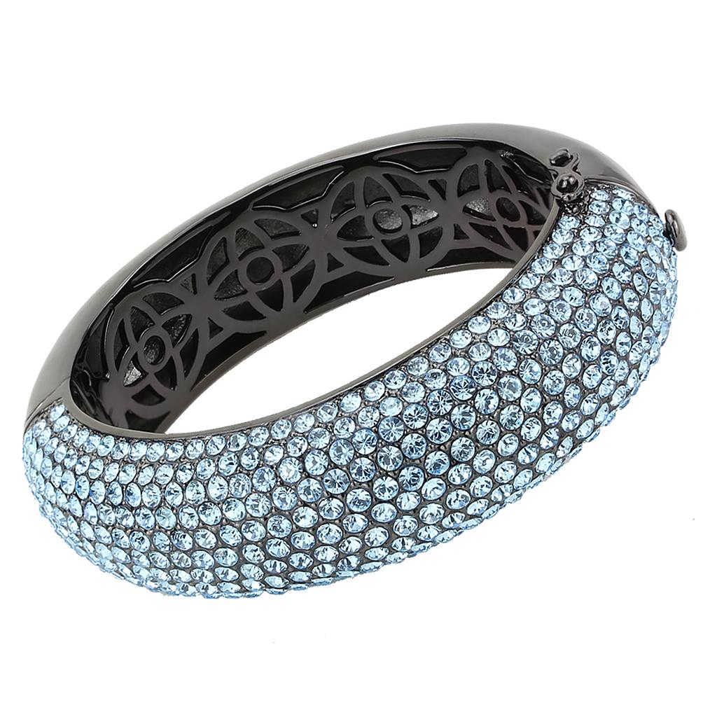 TIN Cobalt Black Brass Bangle with Sea Blue Crystal - Backordered, Ships in 4-7 Days - Jewelry & Watches - Bijou Her -  -  - 