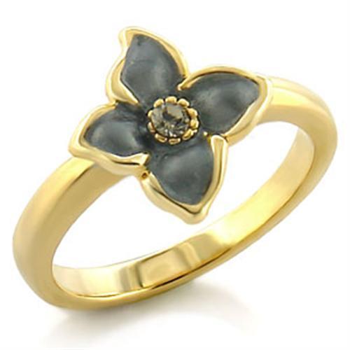 Gold White Metal Ring with Top Grade Crystal in Black Diamond - Backordered, 4-7 Day Shipping Lead Time - Jewelry & Watches - Bijou Her -  -  - 