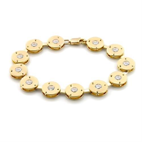 Matte Gold & Gold Brass Bracelet with AAA Grade CZ - Clear Stone, Backordered - Jewelry & Watches - Bijou Her -  -  - 