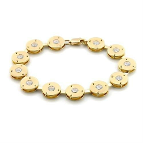 Matte Gold & Gold Brass Bracelet with AAA Grade CZ - Clear Stone, Backordered - Jewelry & Watches - Bijou Her - Size -  - 