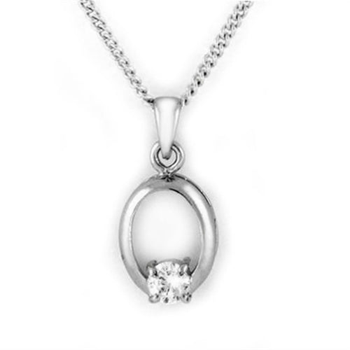 Rhodium Brass Chain Pendant with AAA Grade CZ - Clear, Under $5 - Jewelry & Watches - Bijou Her - Size -  - 