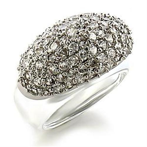 Rhodium Brass Ring with AAA Grade CZ - Clear Center Stone - In Stock - 15.60g - Jewelry & Watches - Bijou Her -  -  - 