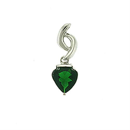 Rhodium Brass Pendant with Synthetic Emerald Stone - Limited Offer - Jewelry & Watches - Bijou Her -  -  - 