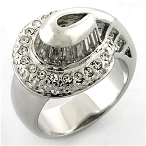 Limited Offer Rhodium Brass Ring with AAA Grade CZ - Clear Stone Shape - Rings - Bijou Her -  -  - 