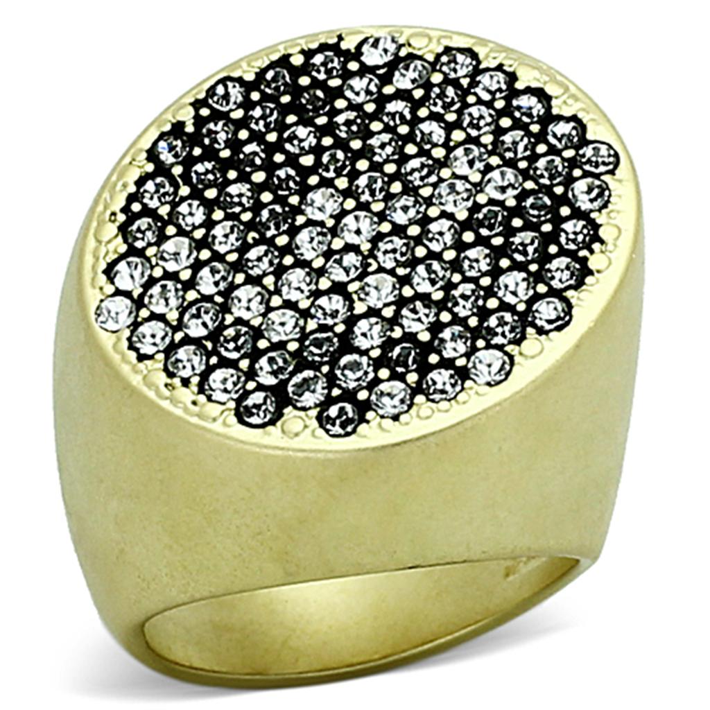 Limited Offer: Matte Gold Brass Ring with Top Grade Crystal - Rings - Bijou Her -  -  - 