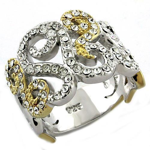 Limited Offer: Gold+Rhodium Sterling Silver Ring with Top Grade Crystal - Rings - Bijou Her -  -  - 