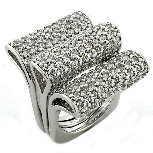 Rhodium Sterling Silver Ring with AAA CZ | Ships in 1 Day - Jewelry & Watches - Bijou Her -  -  - 