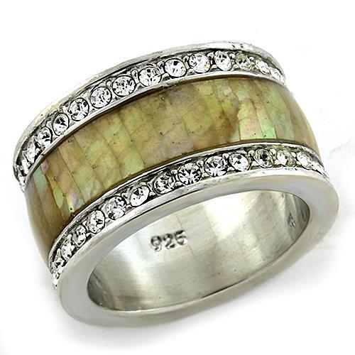 Limited Offer: Rhodium 925 Sterling Silver Conch Ring with Precious Stone - Rings - Bijou Her -  -  - 