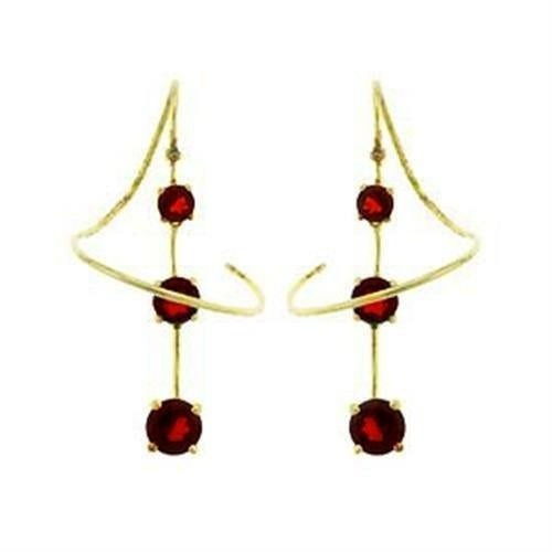 Gold Sterling Silver Earrings with AAA CZ in Ruby - Ships in 1 Day - Jewelry & Watches - Bijou Her - Title -  - 