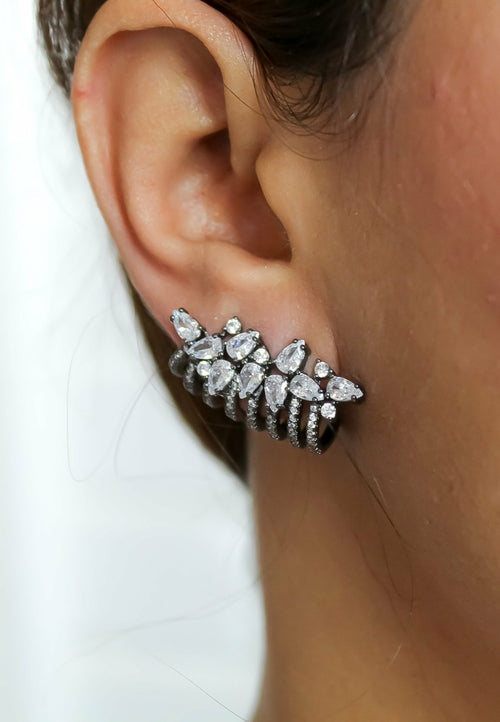 London Climber Earrings with Zircon Stones - Edgy and Versatile Jewelry - Jewelry & Watches - Bijou Her - Color -  - 