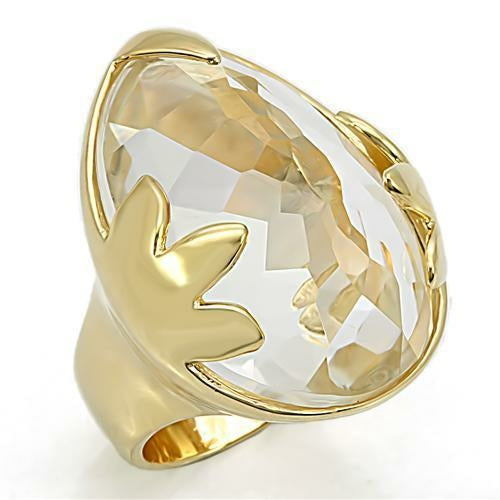 Gold Sterling Silver Ring with Clear Genuine Stone - 925 Silver, Limited Offer - Jewelry & Watches - Bijou Her - Size -  - 