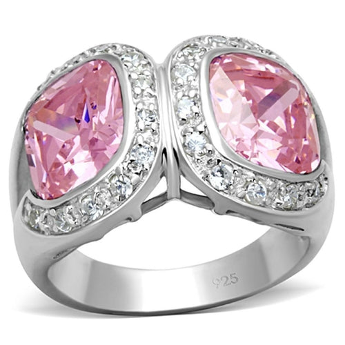 Sterling Silver Ring with AAA CZ in Rose, Ships in 4-7 Days - Jewelry & Watches - Bijou Her - Size -  - 