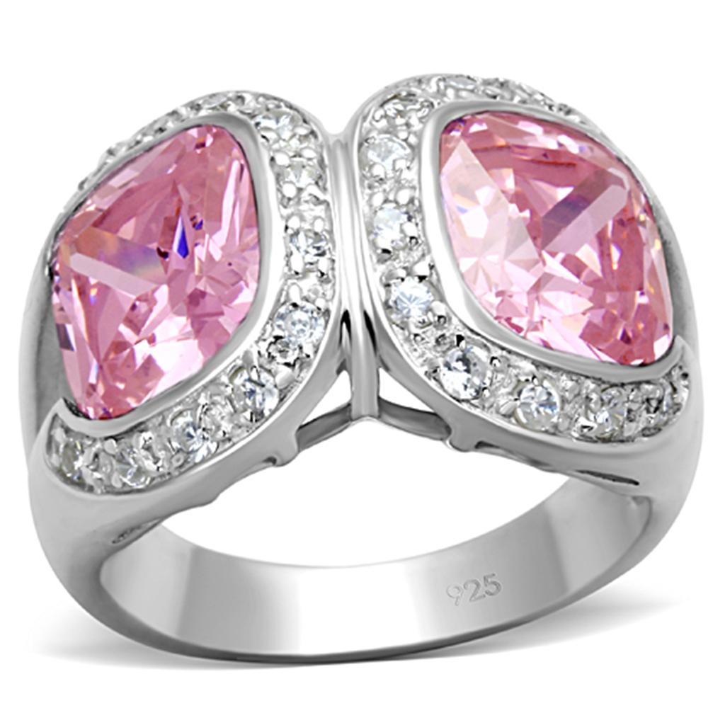 Sterling Silver Ring with AAA CZ in Rose, Ships in 4-7 Days - Jewelry & Watches - Bijou Her -  -  - 