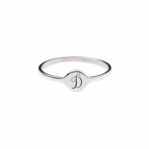 Hypoallergenic Comfort Fit Initial Mono Ring - 4mm Width - Jewelry & Watches - Bijou Her - Size - Color - 