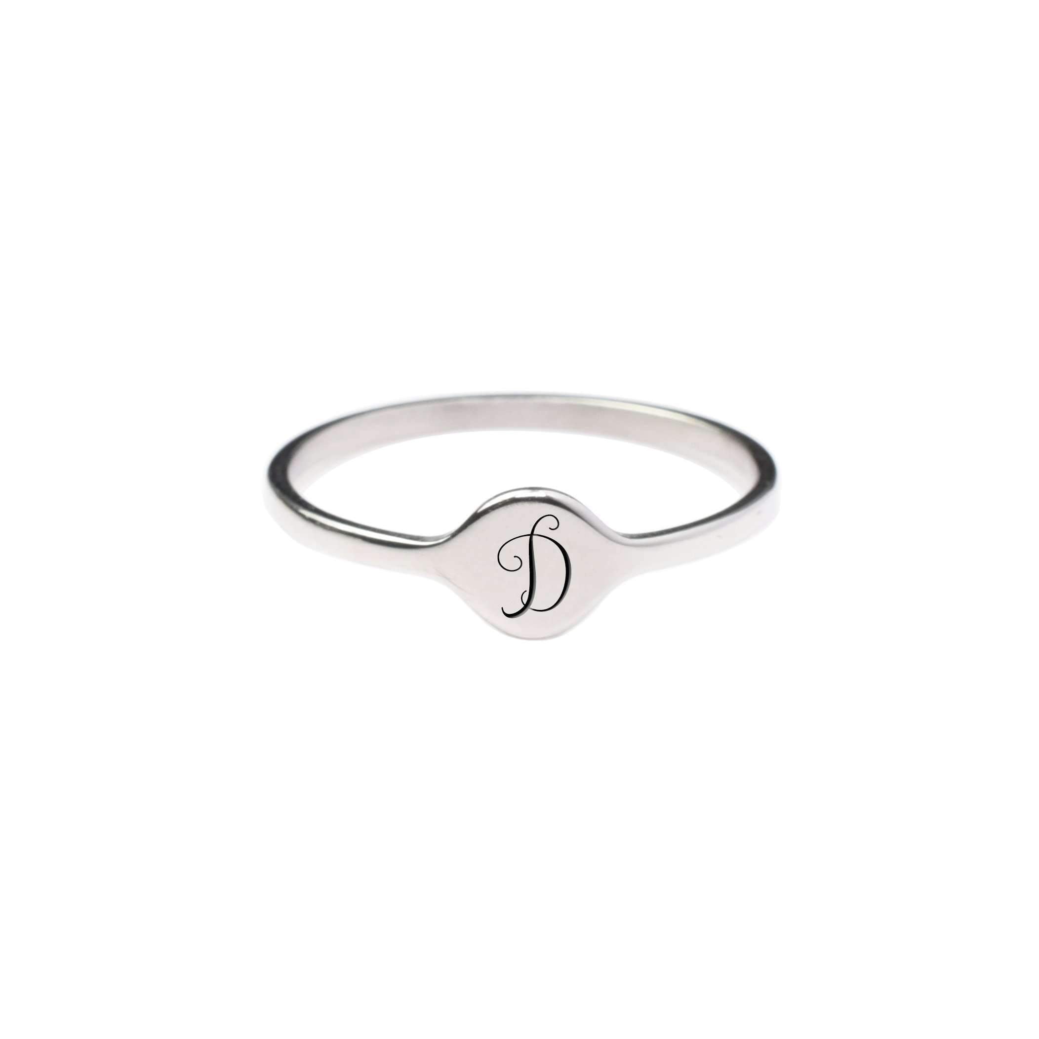 Hypoallergenic Comfort Fit Initial Mono Ring - 4mm Width - Jewelry & Watches - Bijou Her -  -  - 