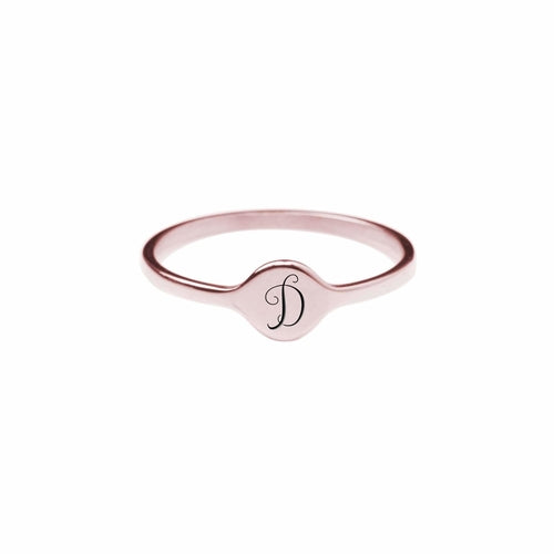 Hypoallergenic Comfort Fit Initial Mono Ring - 4mm Width - Jewelry & Watches - Bijou Her - Size - Color - 