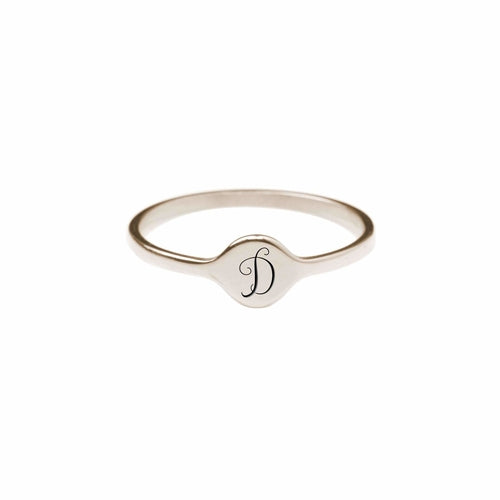 Hypoallergenic Comfort Fit Initial Mono Ring - 4mm Width - Jewelry & Watches - Bijou Her - Size - Color - 