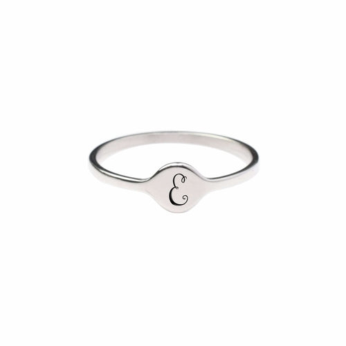 Hypoallergenic Comfort Fit Initial Mono Ring - 4mm Width - Jewelry & Watches - Bijou Her - Size - Color - 