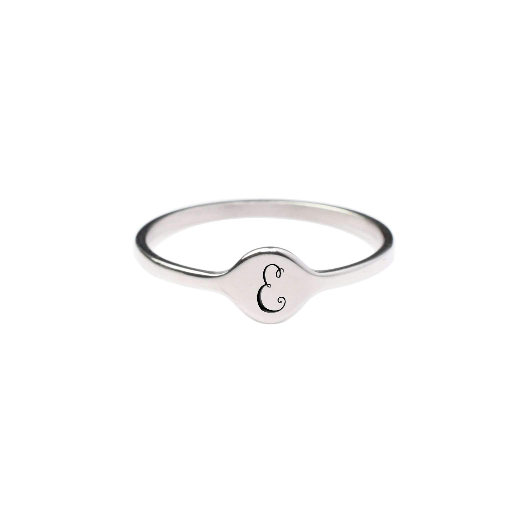 Hypoallergenic Comfort Fit Initial Mono Ring - 4mm Width - Jewelry & Watches - Bijou Her -  -  - 